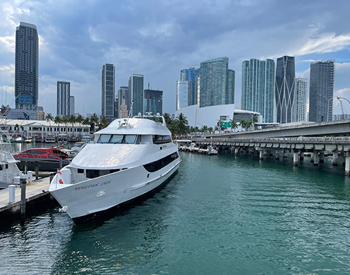 the venetian lady yacht sitting at the docks