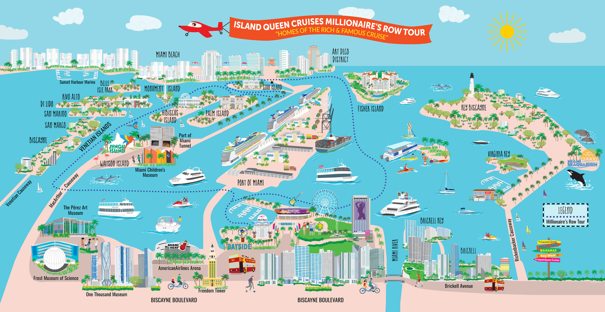 map of the millionaire's row tour